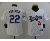 Youth Nike Los Angeles Dodgers #22 Clayton Kershaw White Champions Authentic Jersey