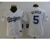 Youth Nike Los Angeles Dodgers #5 Corey Seager White Series Champions Jersey