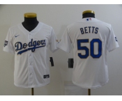 Youth Nike Los Angeles Dodgers #50 Mookie Betts White Series Champions Authentic Jersey