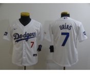 Youth Nike Los Angeles Dodgers #7 Julio Urias White Series Champions Authentic Jersey