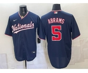 Men's Washington Nationals #5 CJ Abrams Navy Stitched Baseball Jersey Men's Washington Nationals #5 CJ Abrams Navy Stitched Baseball Jersey
