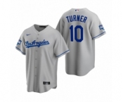 Los Angeles Dodgers #10 Justin Turner Gray 2020 World Series Champions Road Replica Jersey