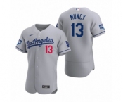 Los Angeles Dodgers #13 Max Muncy Gray 2020 World Series Champions Road Authentic Jersey