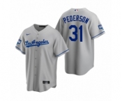 Los Angeles Dodgers #31 Joc Pederson Gray 2020 World Series Champions Road Replica Jersey