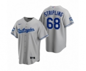 Los Angeles Dodgers #68 Ross Stripling Gray 2020 World Series Champions Road Replica Jersey