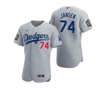Men's Los Angeles Dodgers #74 Kenley Jansen Nike Gray 2020 World Series Authentic Jersey