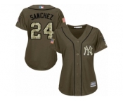 Women's Majestic New York Yankees #24 Gary Sanchez Authentic Green Salute to Service MLB Jersey Women's Majestic New York Yankees #24 Gary Sanchez Authentic Green Salute to Service MLB Jersey