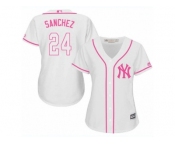 Women's Majestic New York Yankees #24 Gary Sanchez Authentic White Fashion Cool Base MLB Jersey Women's Majestic New York Yankees #24 Gary Sanchez Authentic White Fashion Cool Base MLB Jersey