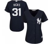 Women's Majestic New York Yankees #31 Aaron Hicks Authentic Navy Blue Alternate MLB Jersey Women's Majestic New York Yankees #31 Aaron Hicks Authentic Navy Blue Alternate MLB Jersey