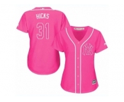 Women's Majestic New York Yankees #31 Aaron Hicks Replica Pink Fashion Cool Base MLB Jersey Women's Majestic New York Yankees #31 Aaron Hicks Replica Pink Fashion Cool Base MLB Jersey