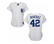 Women's Majestic New York Yankees #42 Mariano Rivera Replica White Black Strip MLB Jersey Women's Majestic New York Yankees #42 Mariano Rivera Replica White Black Strip MLB Jersey