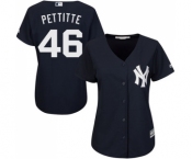 Women's Majestic New York Yankees #46 Andy Pettitte Authentic Navy Blue Alternate MLB Jersey Women's Majestic New York Yankees #46 Andy Pettitte Authentic Navy Blue Alternate MLB Jersey