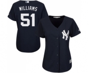 Women's Majestic New York Yankees #51 Bernie Williams Authentic Navy Blue Alternate MLB Jersey Women's Majestic New York Yankees #51 Bernie Williams Authentic Navy Blue Alternate MLB Jersey