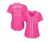 Women's Majestic New York Yankees #52 C.C. Sabathia Replica Pink Fashion Cool Base MLB Jersey