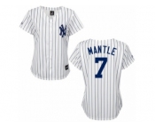 Women's Majestic New York Yankees #7 Mickey Mantle Replica White Black Strip MLB Jersey Women's Majestic New York Yankees #7 Mickey Mantle Replica White Black Strip MLB Jersey