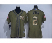 Women's New York Yankees #2 Derek Jeter Authentic Green Salute to Service MLB Jersey Women's New York Yankees #2 Derek Jeter Authentic Green Salute to Service MLB Jersey