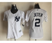 Women's New York Yankees #2 Derek Jeter Majestic White Cool Base Player Jersey Women's New York Yankees #2 Derek Jeter Majestic White Cool Base Player Jersey
