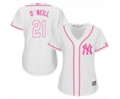 Women's New York Yankees #21 Paul O'Neill Authentic White Fashion Cool Base Baseball Jersey