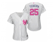 Women's New York Yankees #25 Mark Teixeira White Home 2016 Mother's Day Cool Base Jersey Women's New York Yankees #25 Mark Teixeira White Home 2016 Mother's Day Cool Base Jersey
