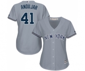 Women's New York Yankees #41 Miguel Andujar Authentic Grey Road Baseball Jersey