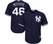 Youth Majestic New York Yankees #46 Andy Pettitte Authentic Navy Blue Alternate MLB Jersey