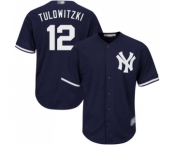 Youth New York Yankees #12 Troy Tulowitzki Authentic Navy Blue Alternate Baseball Jersey