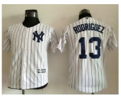 Youth New York Yankees #13 Alex Rodriguez White Name Back Stitched Baseball Jersey Youth New York Yankees #13 Alex Rodriguez White Name Back Stitched Baseball Jersey