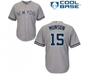 Youth New York Yankees #15 Thurman Munson Authentic Grey Road Baseball Jersey Youth New York Yankees #15 Thurman Munson Authentic Grey Road Baseball Jersey