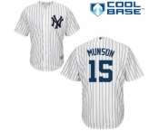 Youth New York Yankees #15 Thurman Munson Authentic White Home Baseball Jersey Youth New York Yankees #15 Thurman Munson Authentic White Home Baseball Jersey