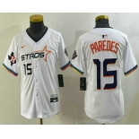 Youth Houston Astros #15 Isaac Paredes Number White 2025 City Connect Limited Stitched Jersey
