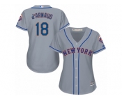 Women's Majestic New York Mets #18 Travis d'Arnaud Authentic Grey Road Cool Base MLB Jersey