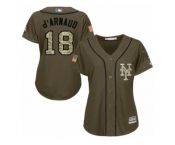 Women's Majestic New York Mets #18 Travis d'Arnaud Replica Green Salute to Service MLB Jersey