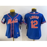 Women's New York Mets #12 Francisco Lindor Royal 2025 Spring Training Cool Base Stitched Baseball Jersey