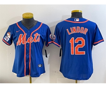 Women's New York Mets #12 Francisco Lindor Royal 2025 Spring Training Cool Base Stitched Baseball Jersey