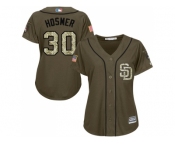 Women San Diego Padres #30 Eric Hosmer Green Salute to Service Stitched MLB Jersey