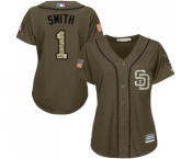 Women's Majestic San Diego Padres #1 Ozzie Smith Authentic Green Salute to Service Cool Base MLB Jersey