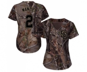 Women's Majestic San Diego Padres #2 Johnny Manziel Authentic Camo Realtree Collection Flex Base MLB Jersey