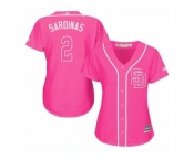 Women's Majestic San Diego Padres #2 Luis Sardinas Replica Pink Fashion Cool Base MLB Jersey