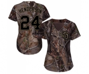 Women's Majestic San Diego Padres #24 Rickey Henderson Authentic Camo Realtree Collection Flex Base MLB Jersey