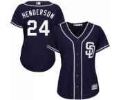 Women's Majestic San Diego Padres #24 Rickey Henderson Replica Navy Blue Alternate 1 Cool Base MLB Jersey