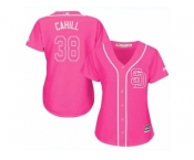 Women's Majestic San Diego Padres #38 Trevor Cahill Replica Pink Fashion Cool Base MLB Jersey