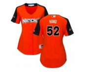 Women's Majestic San Diego Padres #52 Brad Hand Replica Orange National League 2017 MLB All-Star Cool Base MLB Jersey