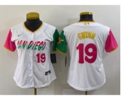 Women's San Diego Padres #19 Tony Gwynn Number White 2022 City Connect Cool Base Stitched Jersey