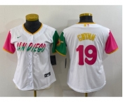 Women's San Diego Padres #19 Tony Gwynn White 2022 City Connect Cool Base Stitched Jersey