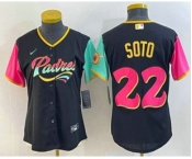 Women's San Diego Padres #22 Juan Soto Black 2022 City Connect Cool Base Stitched Jersey