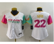 Women's San Diego Padres #22 Juan Soto White 2022 City Connect Cool Base Stitched Jersey