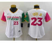 Women's San Diego Padres #23 Fernando Tatis Jr White Number 2022 City Connect Cool Base Stitched Jersey