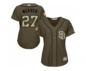 Women's San Diego Padres #27 Jered Weaver Green Salute to Service Stitched MLB Jersey