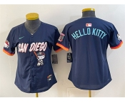 Women's San Diego Padres X Hello Kitty Obsidian 2026 City Connect Stadium Stitched Baseball Jersey Women's San Diego Padres X Hello Kitty Obsidian 2026 City Connect Stadium Stitched Baseball Jersey