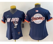 Women's San Diego Padres X Hello Kitty Team Big Logo Obsidian 2026 City Connect Stadium Stitched Baseball Jersey Women's San Diego Padres X Hello Kitty Team Big Logo Obsidian 2026 City Connect Stadium Stitched Baseball Jersey
